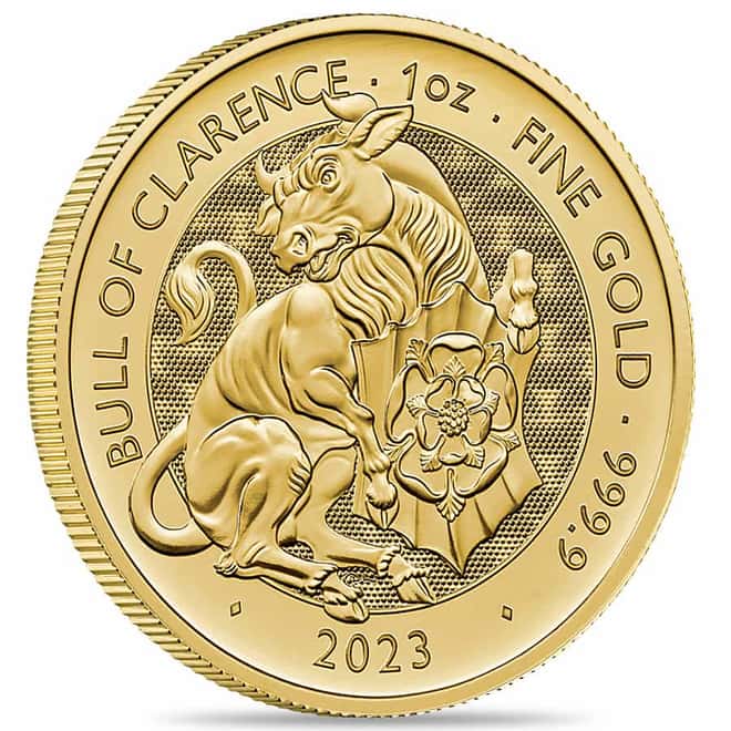 Tube of 10 - 2023 GB 1 oz Gold The Tudor Beasts Bull of Clarence Coin BU
