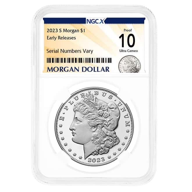 2023-S Morgan Silver Dollar Proof Coin NGCX PF 10 ER (Morgan Label)
