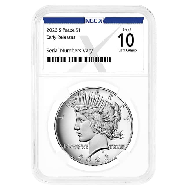 2023-S Peace Silver Dollar Proof Coin NGCX PF 10 ER (X Label)