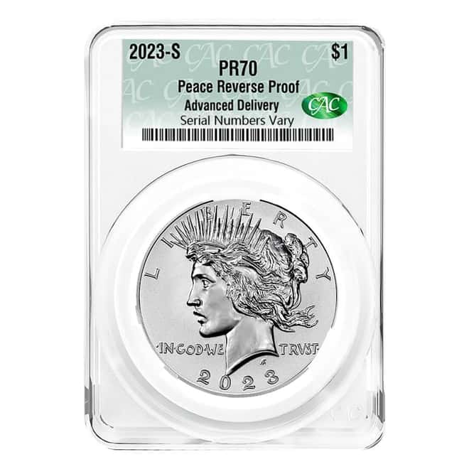 2023-S Peace Silver Dollar Reverse Proof CAC PF 70 Advanced Delivery