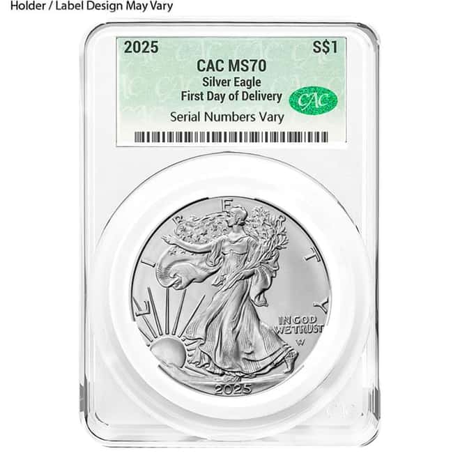 2025 1 oz Silver American Eagle CAC MS 70 First Delivery