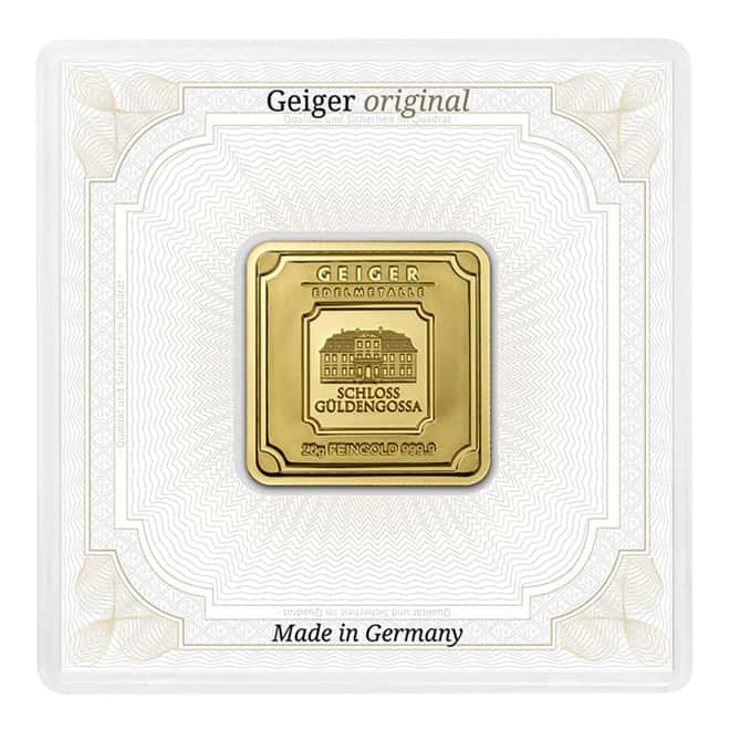 20 gram Geiger Original Square Gold Bar (In Assay)