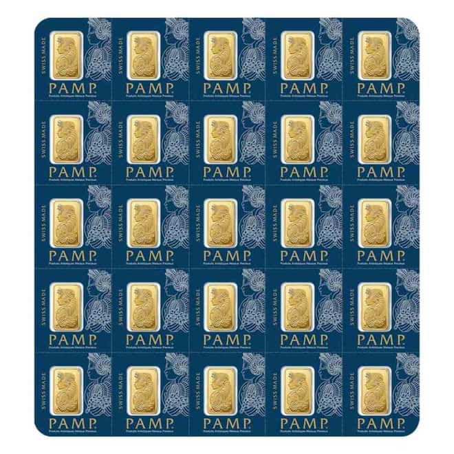 25x1 Gram Gold Bar PAMP Suisse Fortuna Multigram+25 (in Assay)
