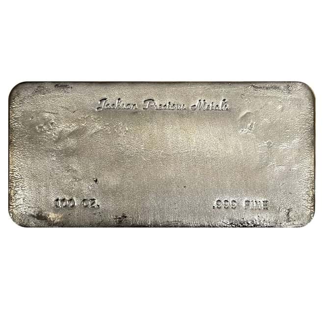 100 oz Jackson Precious Metals Vintage Silver Bar .999 Fine