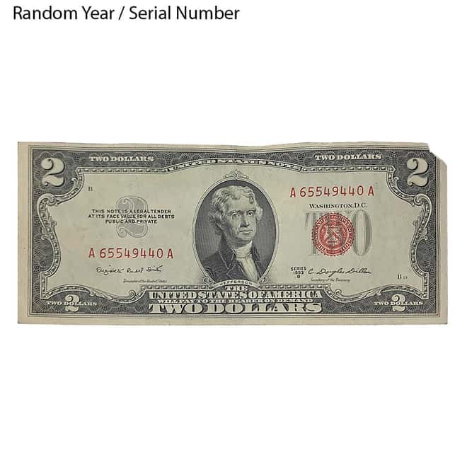 $2 Bill Legal Tender Currency Note Red Seal Cull (Random Year)