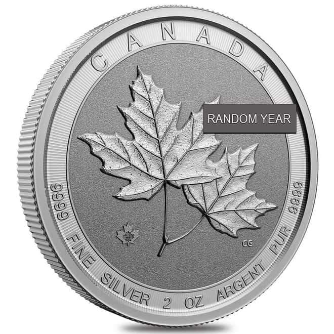 2 oz Canada Twin Maple Leaf Silver Coin BU (Random Year)