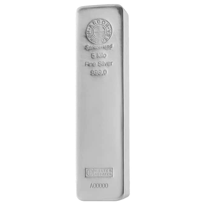 5 Kilo Argor Heraeus Silver Cast Bar .999 Fine