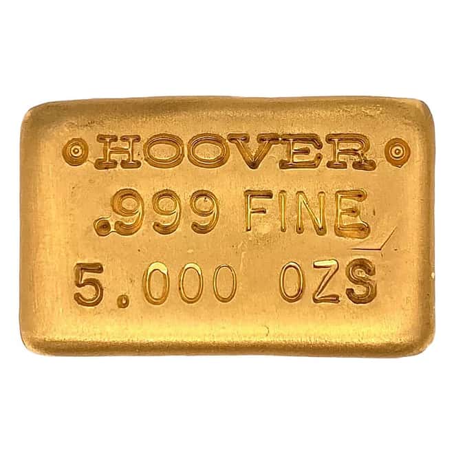 5 oz Hoover & Strong Gold Cast Bar .999 Fine