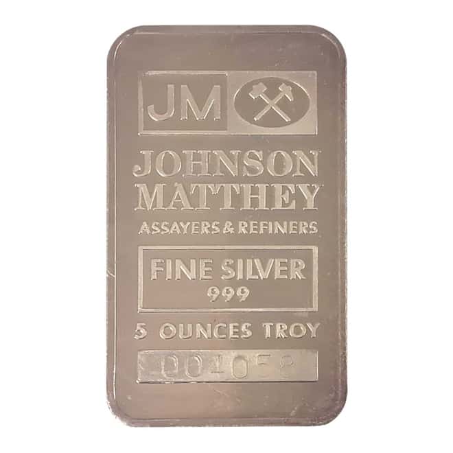 5 oz Johnson Matthey Escalante Mine Silver Vintage Bar