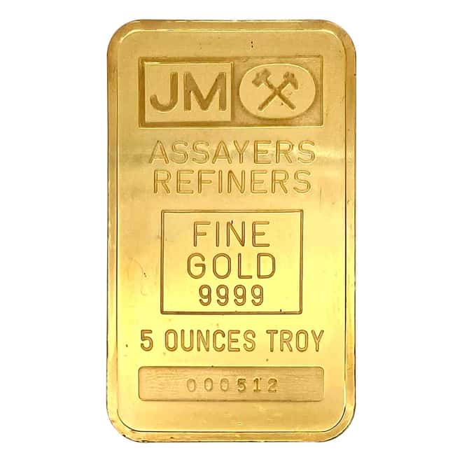 5 oz Johnson Matthey TD Bank Gold Bar .9999 Fine