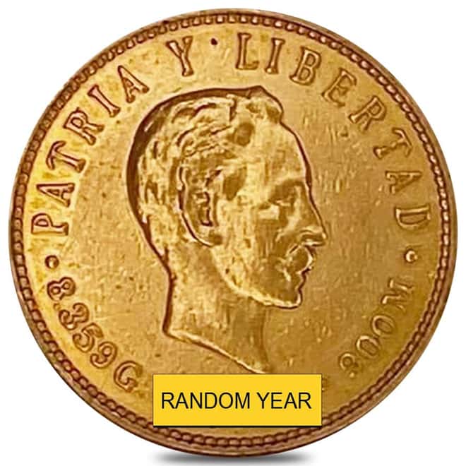 5 Pesos Jose Marti Gold Coin Cleaned Random Year