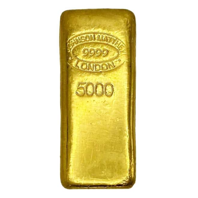 6.03 oz Johnson Matthey London 5 Tael Gold Bar .9999 Fine