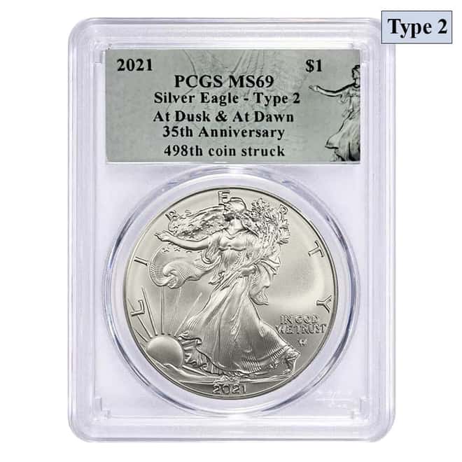 2021 1 oz Silver American Eagle At Dusk & At Dawn T-2 PCGS MS 69