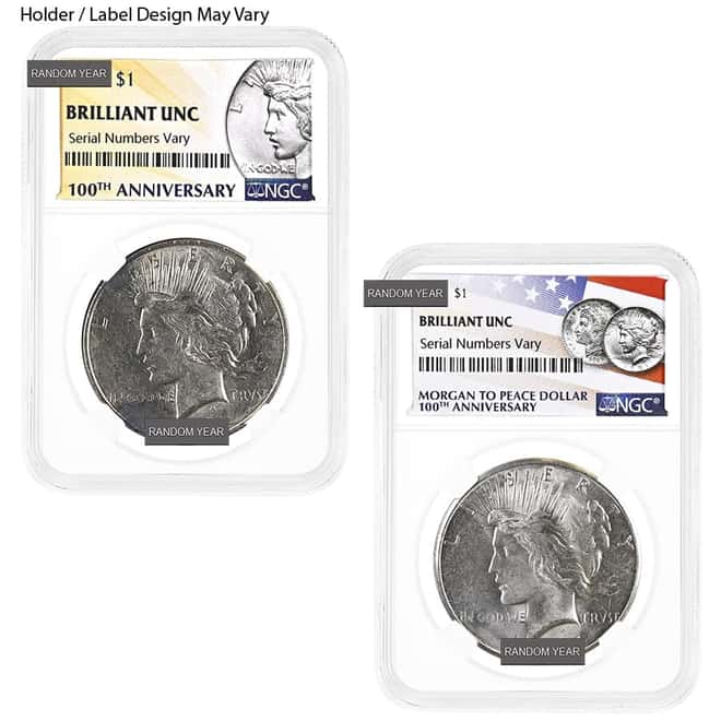 Peace Silver Dollar $1 NGC BU (Random Year, 1922-1935)