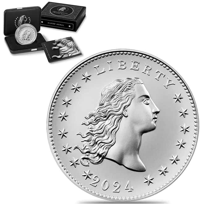 2024 1 oz Flowing Hair Silver Medal 230th Ann. (w/Box & COA)