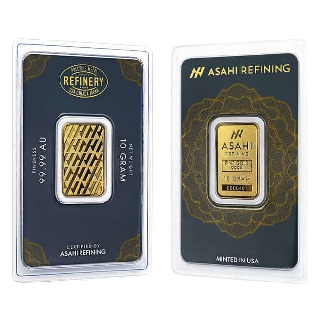 10 Gram Asahi Gold Bar .9999 Fine (in Assay)