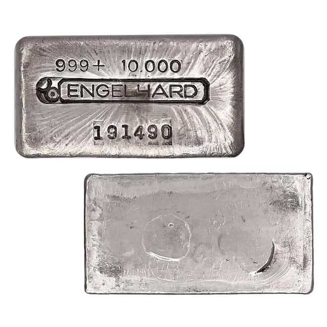 10 oz Engelhard Silver Bar .999 Fine (Thicker Serial Variation)