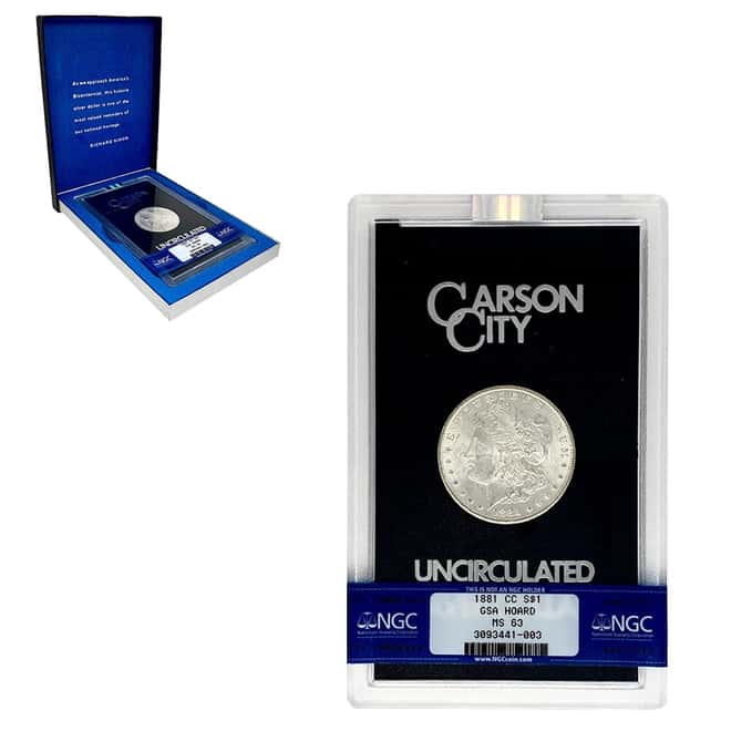 1881-CC Morgan Silver Dollar $1 NGC MS 63 GSA (w/Box)