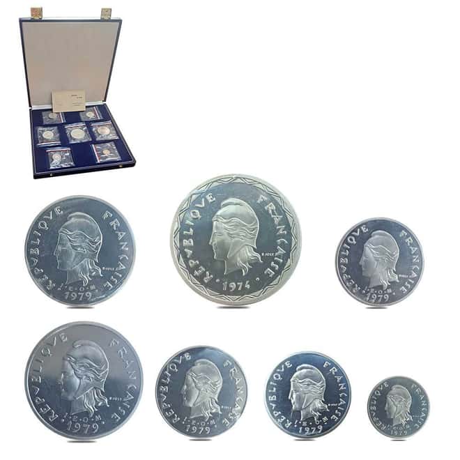 1974-1979 French Colonial Piedfort New Hebrides Silver 7-Coin Set (w/Box & COA)