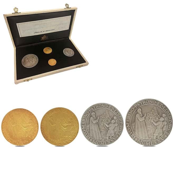 1975 San Marino Gold/Silver Antiqued State Seals 4-Medal Set