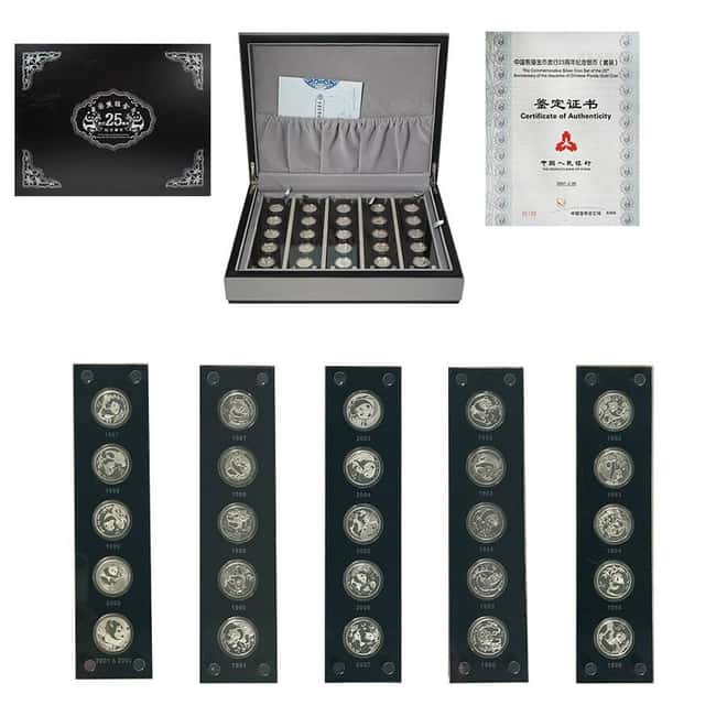 1982-2007 1/4 oz Chinese Proof Silver Panda 25th Ann. 25-Coin Set (w/Box & COA)