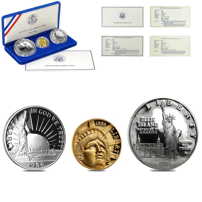 1986 W/S Gold / Silver Commem Statue of Liberty Proof 3-Coin Set
