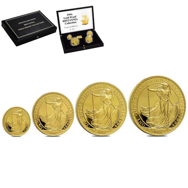 1994 1.85 oz Gold Britannia 4-Coin Proof Set (w/Box & COA)