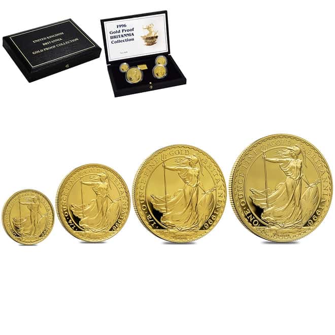 1996 1.85 oz Gold Britannia 4-Coin Proof Set (w/Box & COA)
