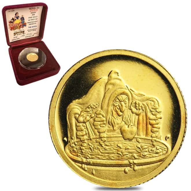 1/4 oz Rarities Mint Gold Snow White Witch Round 50th Ann.