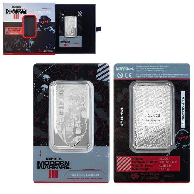 1 oz PAMP Call of Duty Modern Warfare III Silver Bar (w/ Frame)