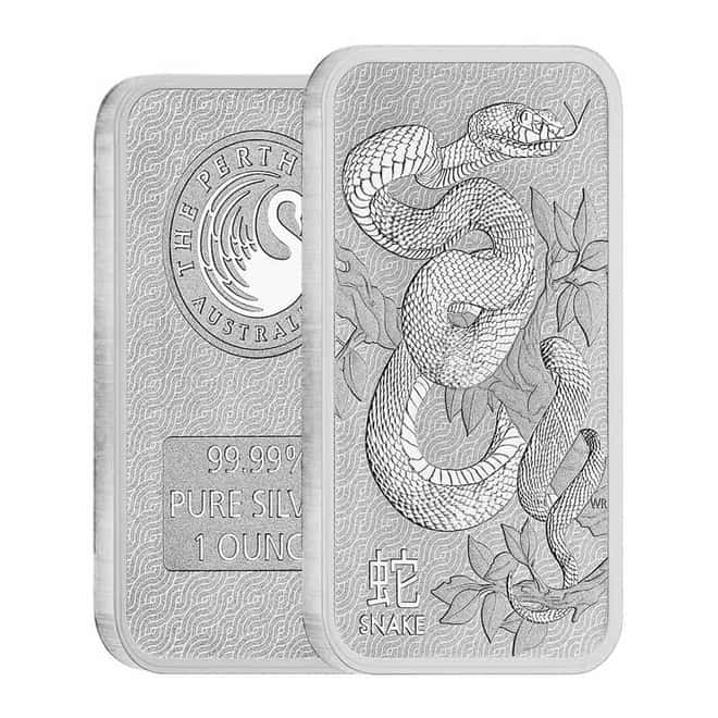 1 oz Perth Mint Lunar Snake Silver Bar .9999 Fine