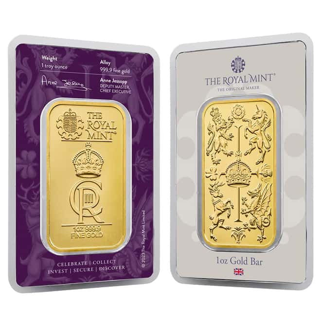 1 oz The Royal Celebration Gold Bar .9999 Fine (In Assay)