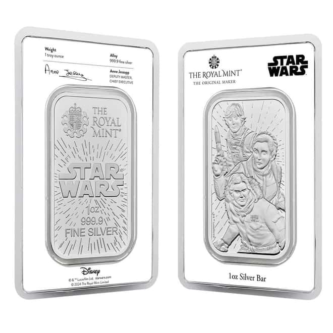 1 oz Royal Mint Star Wars Light Side Silver Bar .9999 Fine (in Assay)