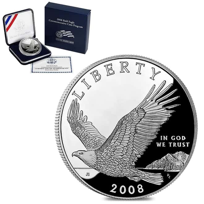 2008-P Bald Eagle Proof Silver Dollar $1 Commem (w/Box & COA)