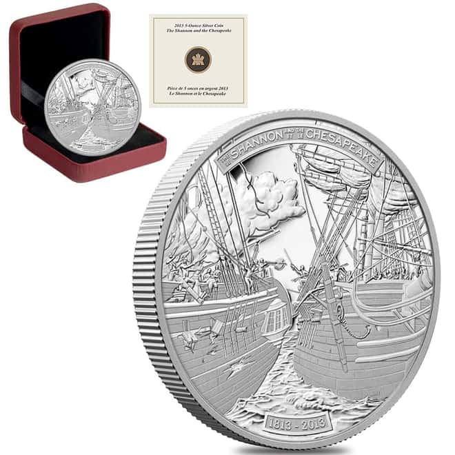 2013 Canada 5 oz Silver The Shannon and The Chesapeake Coin