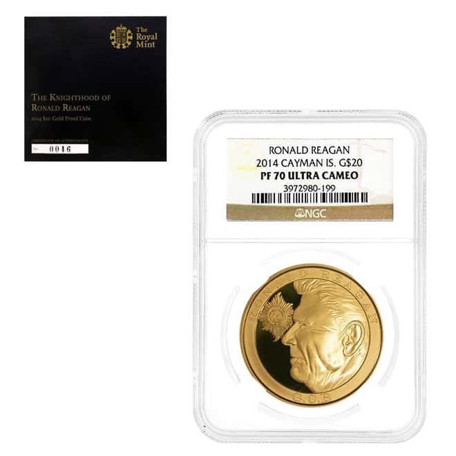 2014 KY Knighthood of Ronald Reagan Gold Coin NGC PF 70 w/COA