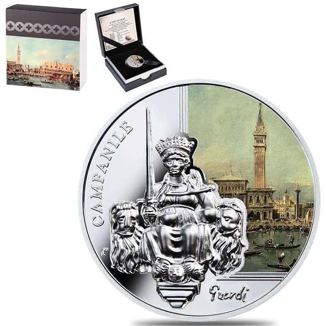 2016 Niue 1 oz Proof Silver St. Mark's Campanile Guardi Coin