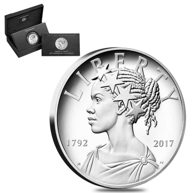 2017 P 1 oz American Liberty High Relief Proof Silver Medal (w/Box and COA) - US Mint 225th Anniversary