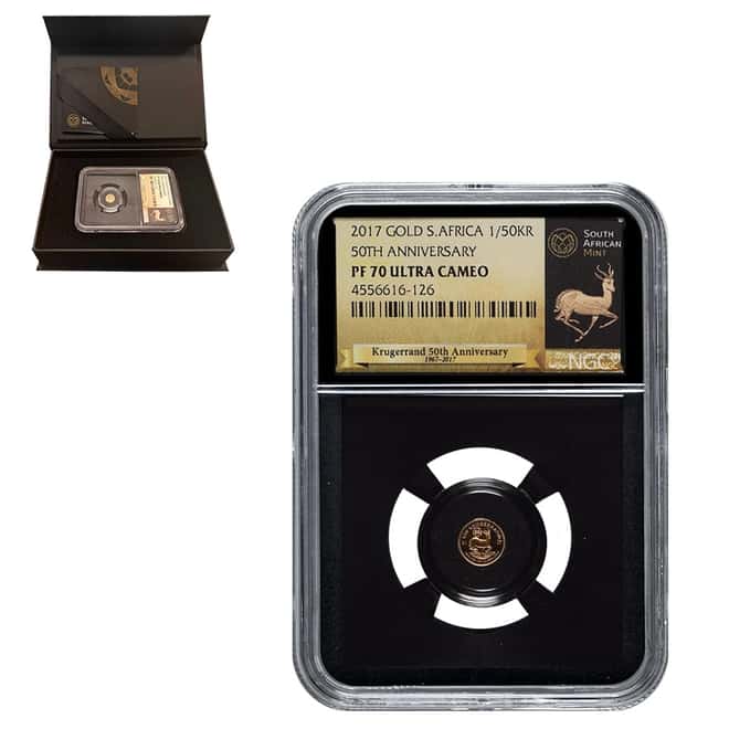 2017 South Africa 1/50 oz Gold Krugerrand 50th Ann. NGC PF 70