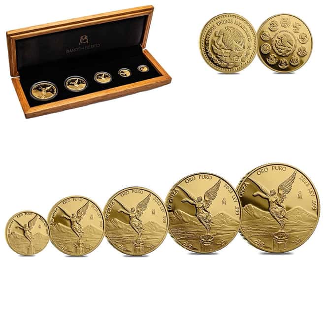 2023 1.9 oz Proof Mexican Gold Libertad 5-Coin Set
