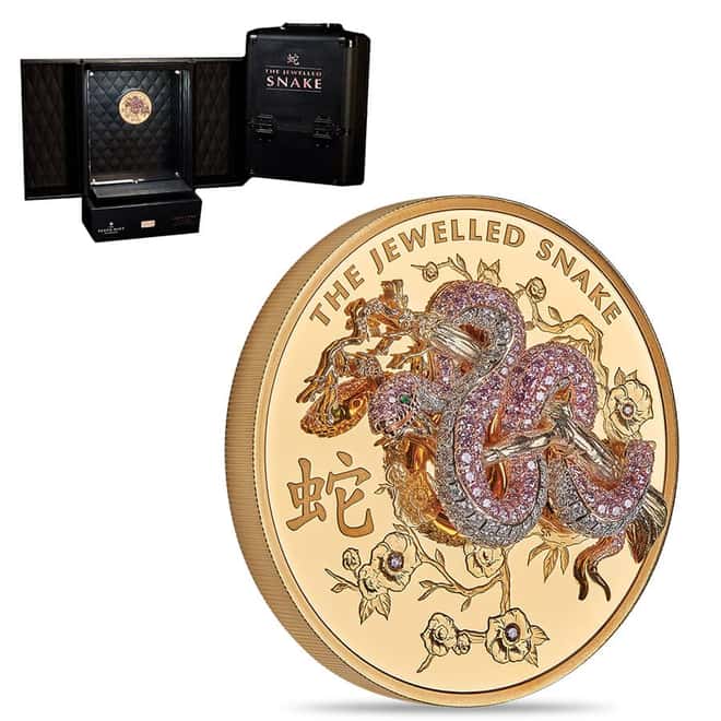 2023 10 oz Proof Gold Jewelled Snake Coin Perth Mint (w/Diamonds)