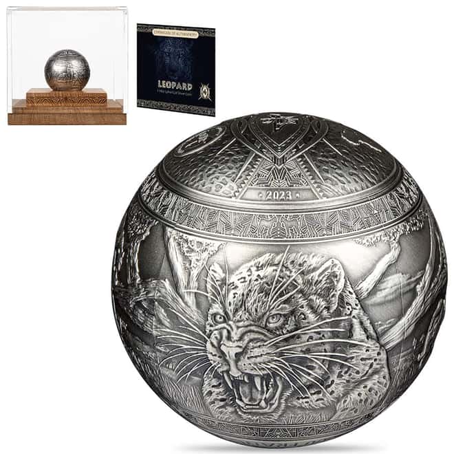 2023 1 Kilo Silver Big Five - Leopard Spherical Coin Djibouti