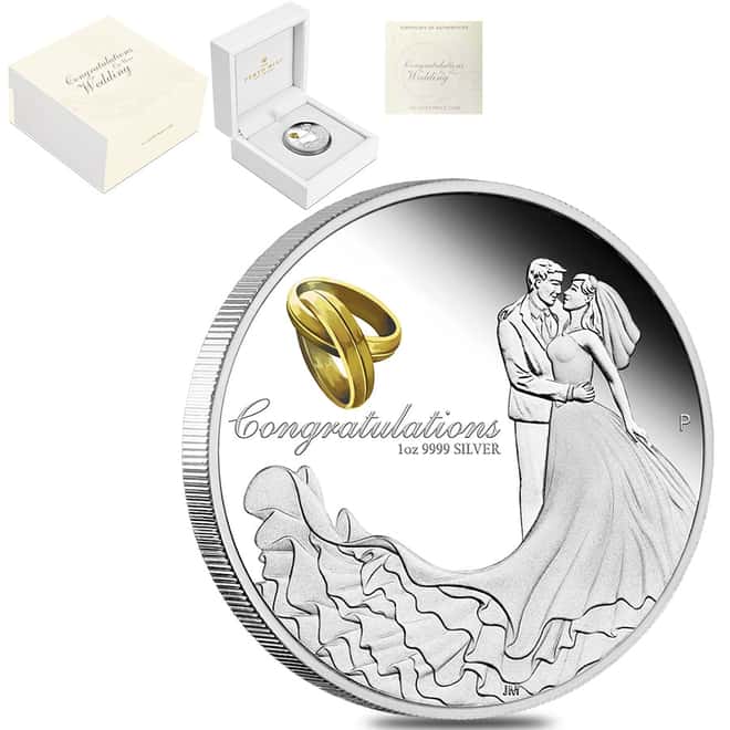 2023 1 oz Wedding Proof Silver Coin Australian Perth Mint (w/Box & COA)