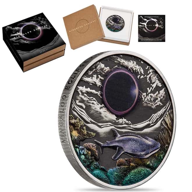 2023 2 oz Ningaloo Eclipse Colorized Silver Coin Perth Mint