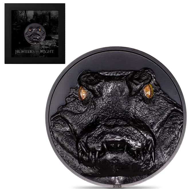 2023 2 oz Silver Hunters by Night Caiman Palau Coin .9999 Fine