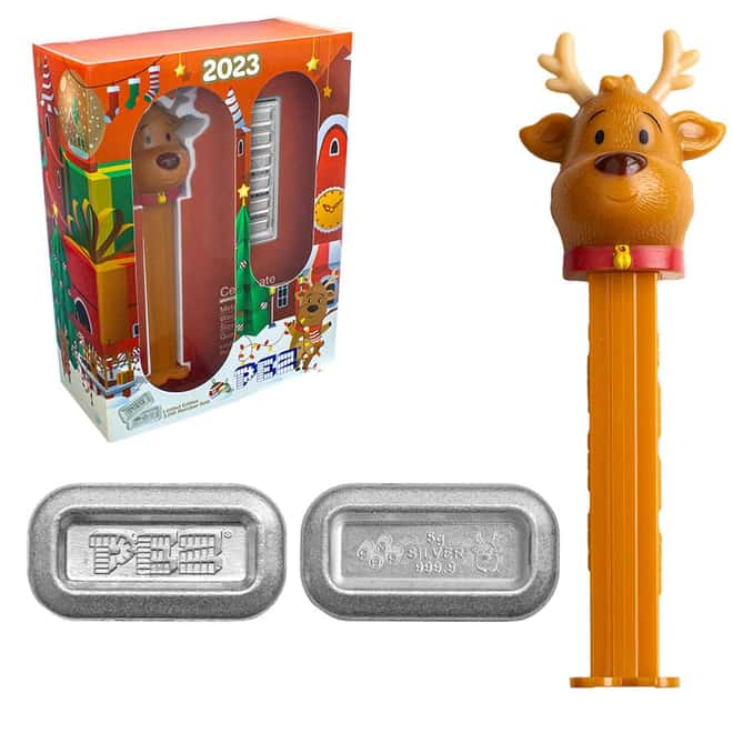 2023 30 gram PAMP Reindeer PEZ Dispenser & Silver Wafers