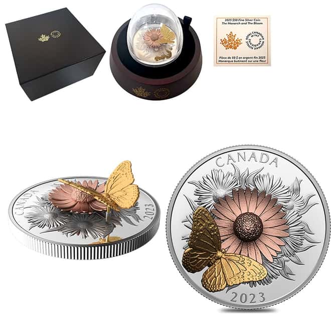 2023 Canada 5 oz The Monarch and The Bloom Silver Coin