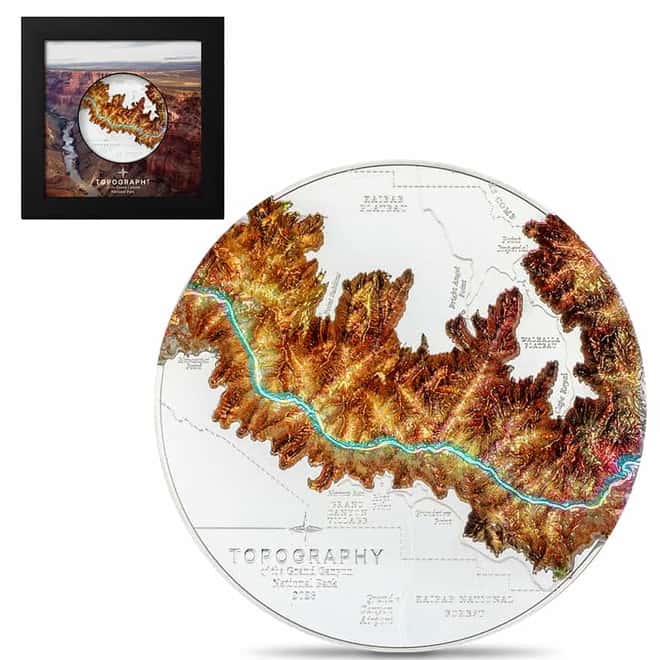 2023 Cook Islands 5 oz Silver Topography Grand Canyon Coin