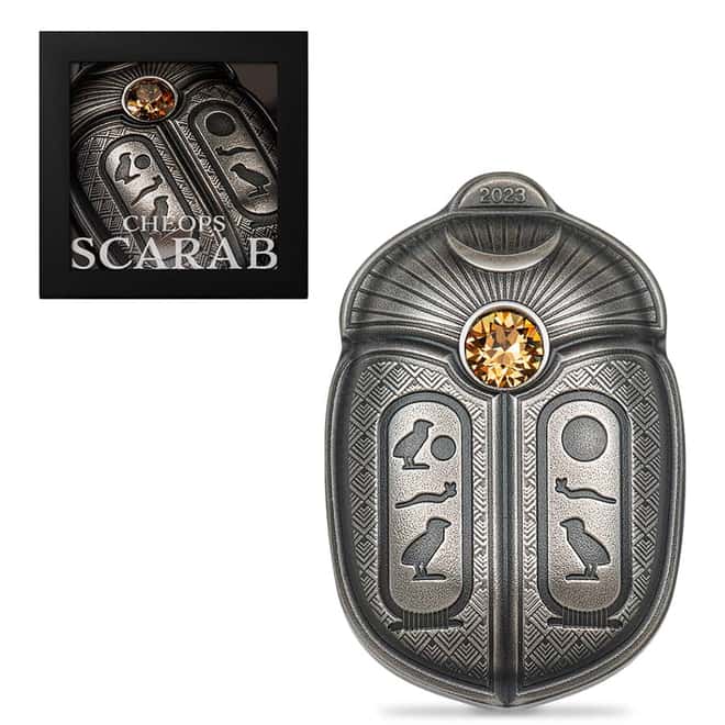 2023 Palau 1 oz Silver Scarab Cheops Antiqued Coin .9999 Fine