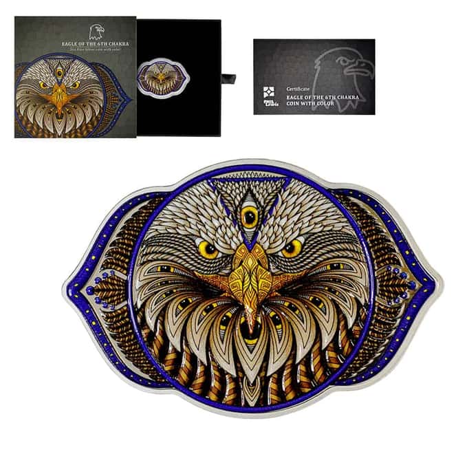 2023 SI 2 oz Eagle of the 6th Chakra Colorized Silver Coin